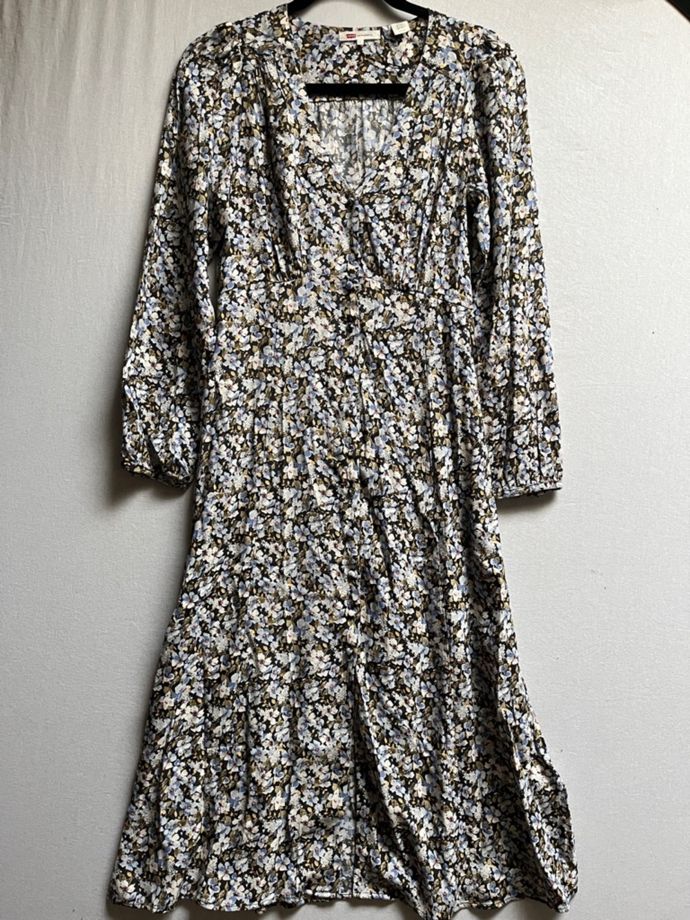 Levi’s Floral V-Neck Long Sleeve Midi Dress Sz S